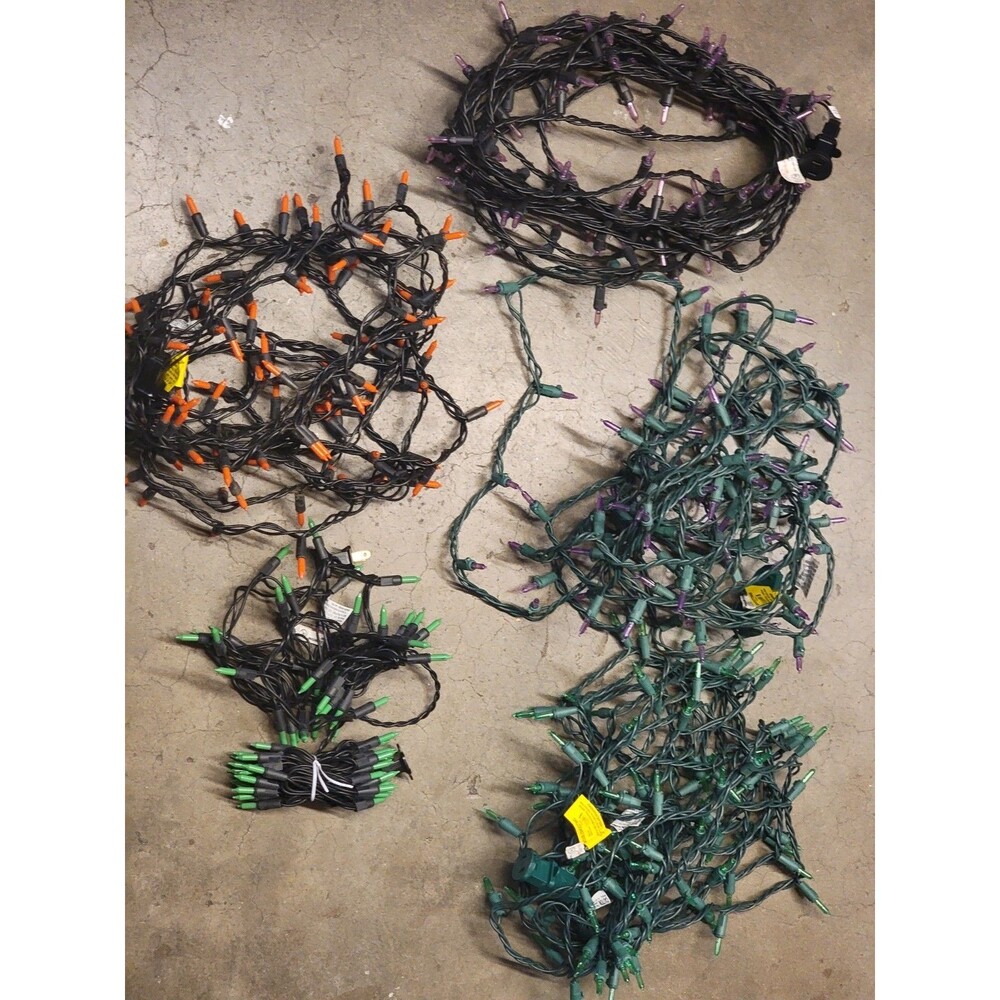 Halloween String Lights Lot Purple Green Orange Mini Lights + 3 Free Bulbs